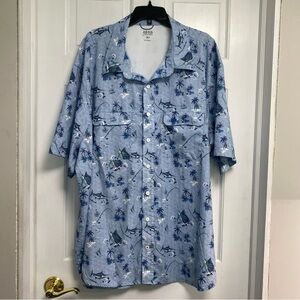 IZOD Saltwater Short Sleeve Shirt 3xlt Hawaiian Sward Fish Boat New without Tags